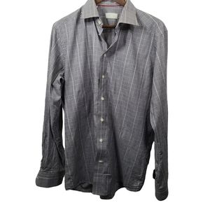 Eton 16 Gingham Black White Button Front Shirt